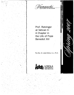 Prof. Ratzinger at Vatican II: A Chapter in the Life of Pope Benedict XVI