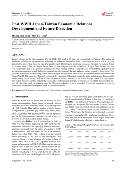 Post WWII Japan-Taiwan Economic Relations Development and