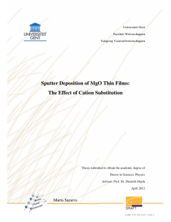 Sputter Deposition of MgO Thin Films