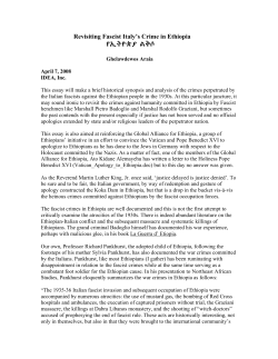 Revisiting Fascist Italy`s Crime in Ethiopia