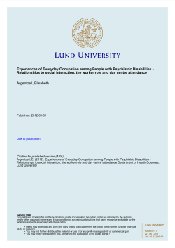 Experiences of Everyday Occupation among People with Psychiatric