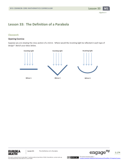 Lesson 33: The Definition of a Parabola