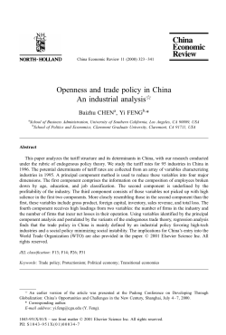 Openness and trade policy in China An industrial analysis$