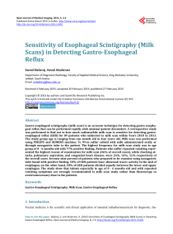 Sensitivity of Esophageal Scintigraphy (Milk Scans)