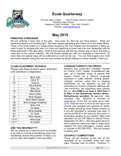 &Eacute;cole Quarterway May 2015