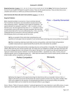 Perfect Competition Monopoly Price &rarr; Quantity Demanded