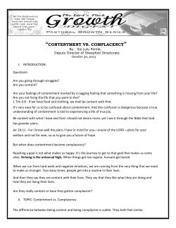 Contentment vs. Complacency - The Lord`s Flock International