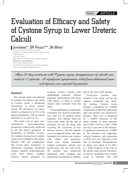 Evaluation of Efficacy and Safety of Cystone Syrup in Lower Ureteric