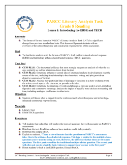 PARCC Literary Analysis Task Grade 8 Reading