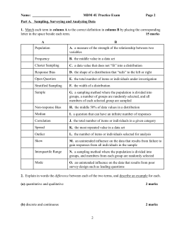 Name: MDM 4U Practice Exam Page 2 2 Part A. Sampling
