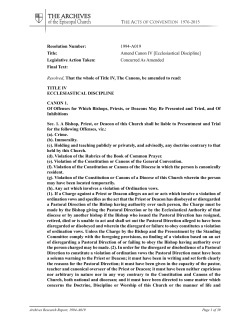 Ecclesiastical Discipline - The Archives of the Episcopal Church