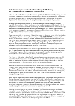 South American Egg Producer Invests in German Energy Plant