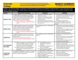 Colorado College BENEFIT SUMMARY