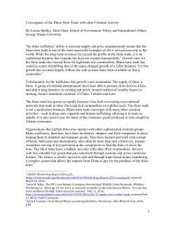 Convergence of the Rhino Horn Trade with other Criminal Activity By