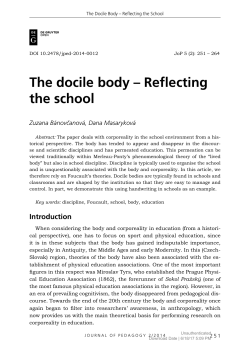 The docile body &ndash; Reflecting the school