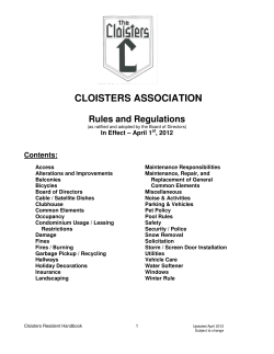 cloisters association - Parkview Hills Management Company