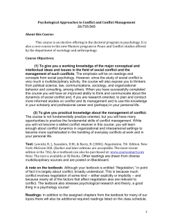 1 Psychological Approaches to Conflict and Conflict Management