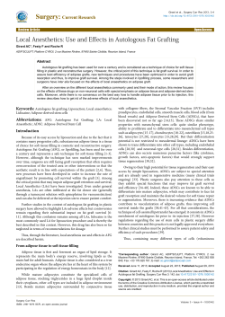 Local Anesthetics: Use and Effects in Autologous fat Grafting