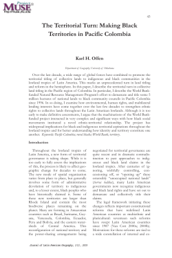 The Territorial Turn: Making Black Territories in Pacific Colombia