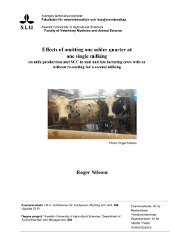 Effects of omitting one udder quarter at one single milking Roger