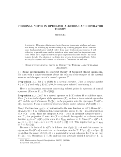 PERSONAL NOTES IN OPERATOR ALGEBRAS AND