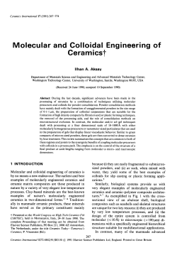 Molecular and Colloidal Engineering of Ceramicst