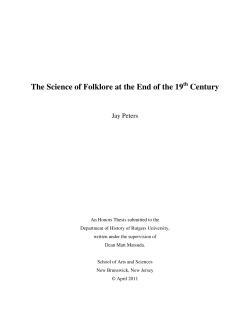 The Science of Folklore at the End of the 19 Century