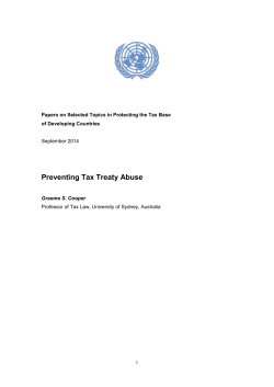 Paper on Preventing Tax Treaty Abuse