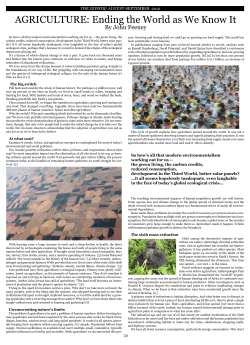AGRICULTURE: Ending the World as We Know It
