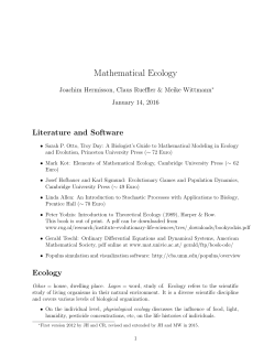 Mathematical Ecology