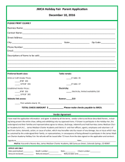 JMCA Holiday Fair Parent Application December 10, 2016