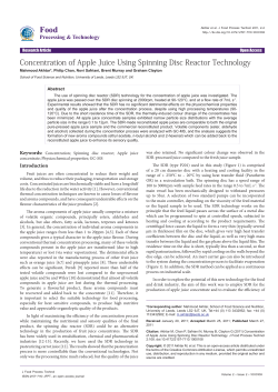 Concentration of Apple Juice Using Spinning Disc Reactor