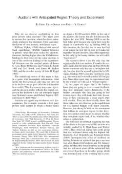 Auctions with Anticipated Regret: Theory and Experiment