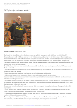 OPP give tips to thwart a thief