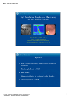 High Resolution Esophageal Manometry - s3.gi.org