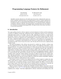 Programming Language Features for Refinement
