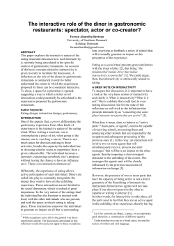 The interactive role of the diner in gastronomic restaurants: spectator