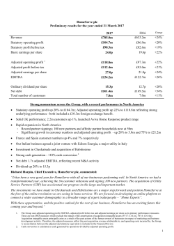 HomeServe plc Preliminary results for the year ended 31 March