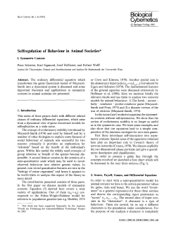 Selfregulation of behaviour in animal societies