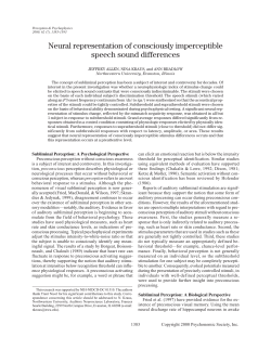 Neural representation of consciously imperceptible speech sound