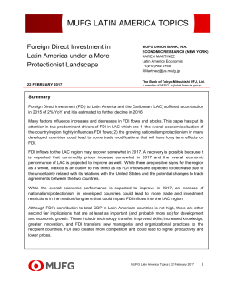 Foreign Direct Investment in Latin America under a More