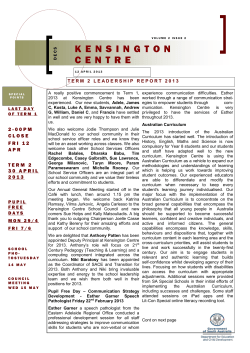 Term 1 2013 - Kensington Centre