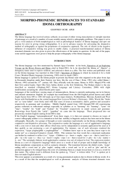 MORPHO-PHONEMIC HINDRANCES TO STANDARD IDOMA