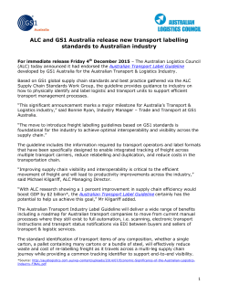 ALC and GS1 Australia release new transport labelling standards to