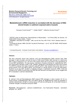 Metallothionein mRNA induction is correlated - Archimer