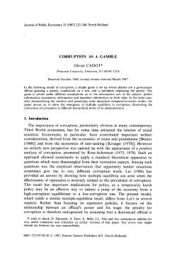 CORRUPTION AS A GAMBLE Olivier CADOT* The importance of