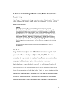 A silent revolution: `Image Theatre` as a system of decolonization J