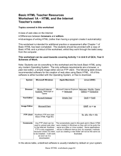 Basic HTML Teacher Resources Worksheet 1A &ndash; HTML and the