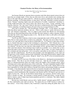 1 Chemical Warfare: the Misery of Environmentalism Just because