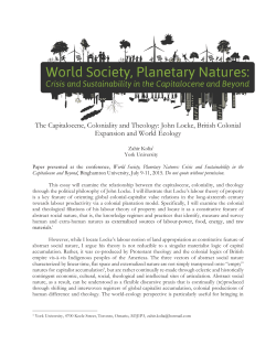 The Capitalocene, Coloniality and Theology: John